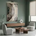 Soyut Akış Nötr Tonlar Altın Tekli Gümüş Metal Çerçeveli Cam Tablo Duvar Salon