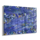 Lacivert Karışık Desenler Tekli Yatay Cam Tablo