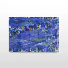 Lacivert Karışık Desenler Tekli Yatay Cam Tablo