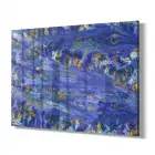 Lacivert Karışık Desenler Tekli Yatay Cam Tablo