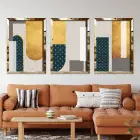 Lacivert ve Gold Detaylı Pleksi Tablo Seti