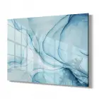 Mavi Dalgalar Tekli Yatay Cam Tablo