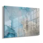 Mavi Gold Soyut Desenli Tekli Yatay Cam Tablo