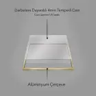 Mavi Gri Geometrik Şekiller Gümüş Çerçeveli Camlı Tablo Seti