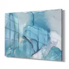 Mavi Karışım Tonlar Tekli Yatay Cam Tablo