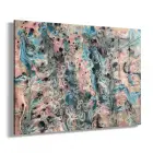 Mavi Pembe Desenli Tekli Yatay Cam Tablo