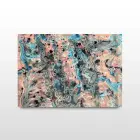 Mavi Pembe Desenli Tekli Yatay Cam Tablo