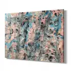 Mavi Pembe Desenli Tekli Yatay Cam Tablo