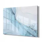 Mavi Soyut Desenli Tekli Yatay Cam Tablo