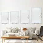 Mavi ve Altın Karışık Tonlar Tekli Yatay Cam Tablo