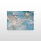 Mavi ve Altın Karışık Tonlar Tekli Yatay Cam Tablo