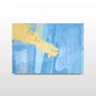 Mavi ve Sarı Desenli Tekli Yatay Cam Tablo