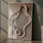 1 Parça Premium Metal Çerçeveli Temperli Cam Baskılı Soyut Tablo — Bej Vazoda
