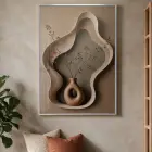 1 Parça Premium Metal Çerçeveli Temperli Cam Baskılı Soyut Tablo — Bej Vazoda