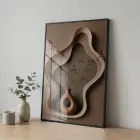 1 Parça Siyah Metal Çerçeveli Gerçek Kırılmaz Cam Duvar Tablo — Bej Vazoda