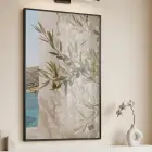 1 Parça Siyah Metal Çerçeveli Temperli Cam Baskılı Metal Tablo — Yeşil Akdeniz