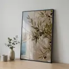 1 Parça Siyah Metal Çerçeveli Temperli Cam Baskılı Metal Tablo — Yeşil Akdeniz