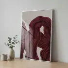 3 Lü Gümüş Metal Çerçeveli Temperli Cam Baskılı Soyut Tablo Seti — Bordo Organik