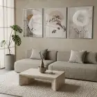 3 Lü Premium Metal Çerçeveli Gerçek Kırılmaz Cam 3 Lü Tablo Seti — Bej Soyut