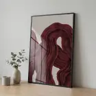 3 Lü Siyah Metal Çerçeveli Premium Cam Baskılı Botanik Tablo Seti — Bordo Organik