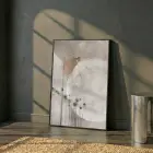3 Parça Siyah Metal Çerçeveli Gerçek Kırılmaz Cam Metal Duvar Tablo Seti — Bej Soyut