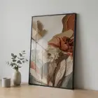 3 Parça Siyah Metal Çerçeveli Temperli Cam Baskılı Üçlü Tablo Seti — Çok Renkli Doğal