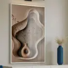 Tek Parça Beyaz Metal Çerçeveli Premium Cam Baskılı Modern Tablo — Bej Vazoda