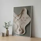 Tek Parça Gümüş Metal Çerçeveli Gerçek Cama Baskılı Botanik Tablo — Yeşil Vazo