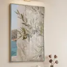 Tek Parça Gümüş Metal Çerçeveli Gerçek Cama Baskılı Duvar Tablo — Yeşil Akdeniz