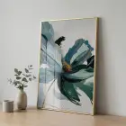 Tek Parça Premium Metal Çerçeveli Gerçek Cama Baskılı Duvar Tablo — Turkuaz Akıcı