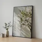 Tek Parça Siyah Metal Çerçeveli Gerçek Kırılmaz Cam Duvar Tablo — Yeşil Zeytin