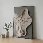 Tek Parça Siyah Metal Çerçeveli Premium Cam Baskılı Duvar Tablo — Yeşil Vazo