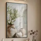 Tek Parça Siyah Metal Çerçeveli Gerçek Kırılmaz Cam Metal Tablo — Bej Zeytin