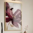 Tekli Altın Metal Çerçeveli Temperli Cam Baskılı Soyut Tablo — Bordo Soyut