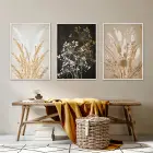 Minimalist ve Şık Botanik Çizimli Beyaz Metal Çerçeveli Cam Tablo