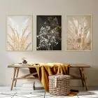 Minimalist ve Şık Botanik Çizimli Gold Metal Çerçeveli Cam Tablo