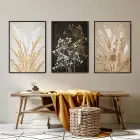 Minimalist ve Şık Botanik Çizimli Siyah Metal Çerçeveli Cam Tablo