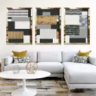 Renkli Çizgiler Desenli Pleksi Tablo Seti