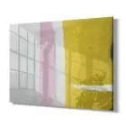 Sarı ve Pembe Detaylı Tekli Yatay Cam Tablo
