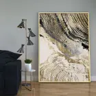 Siyah, Beyaz ve Gold Desenli Tekli Metal Çerçeveli Tablo