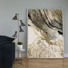 Siyah, Beyaz ve Gold Desenli Tekli Metal Çerçeveli Tablo