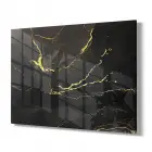 Siyah Üzerinde Altın Detaylı Tekli Yatay Cam Tablo
