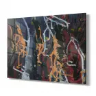 Siyah Üzerinde Karışık Tonlar Tekli Yatay Cam Tablo