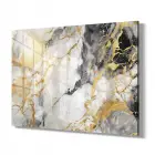 Siyah ve Altın Renkler Tekli Yatay Cam Tablo