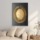 Siyah ve Gold Daire Desenli Tekli Metal Çerçeveli Tablo