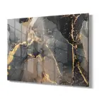 Siyah ve Gold Desenli Tekli Yatay Cam Tablo