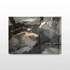 Siyah ve Gold Mermer Desenli Tekli Yatay Cam Tablo