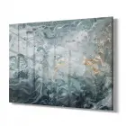 Siyah Yeşil Karışım Renkler Tekli Yatay Cam Tablo
