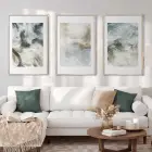 Soyut Desen Karışık Tonlar Gümüş Metal Çerçeveli Tablo Seti