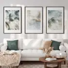 Soyut Desen Karışık Tonlar Siyah Metal Çerçeveli Tablo Seti